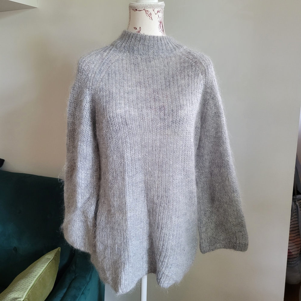 COS Gray Oversized Cowl Neck Sweater Mohair & Wool